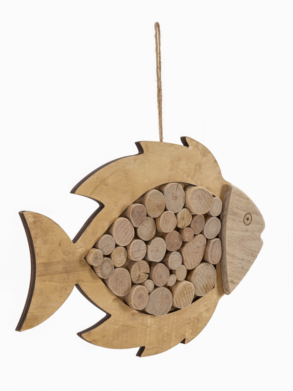 Decoratiune suspendabila Fish, Mauro Ferretti, 42.5x2x28.5 cm, lemn de tanoak/placaj, natural