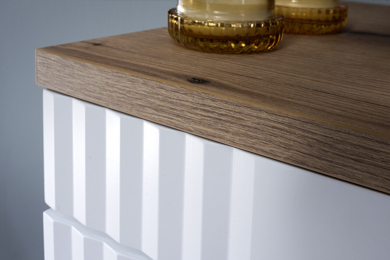 Set mobilier baie Fiji White 60 cm, dulap inalt, masca cu lavoar si oglinda, Comad, MDF/PAL, alb - view 6