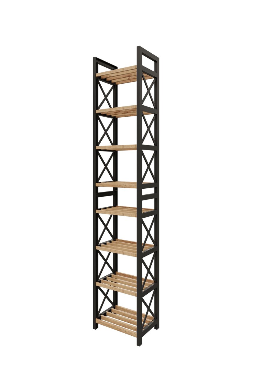 Raft universal, Hanah Home, Mini Flower 8, 23x128x18 cm, 100% PLASTIC LEMN, Negru