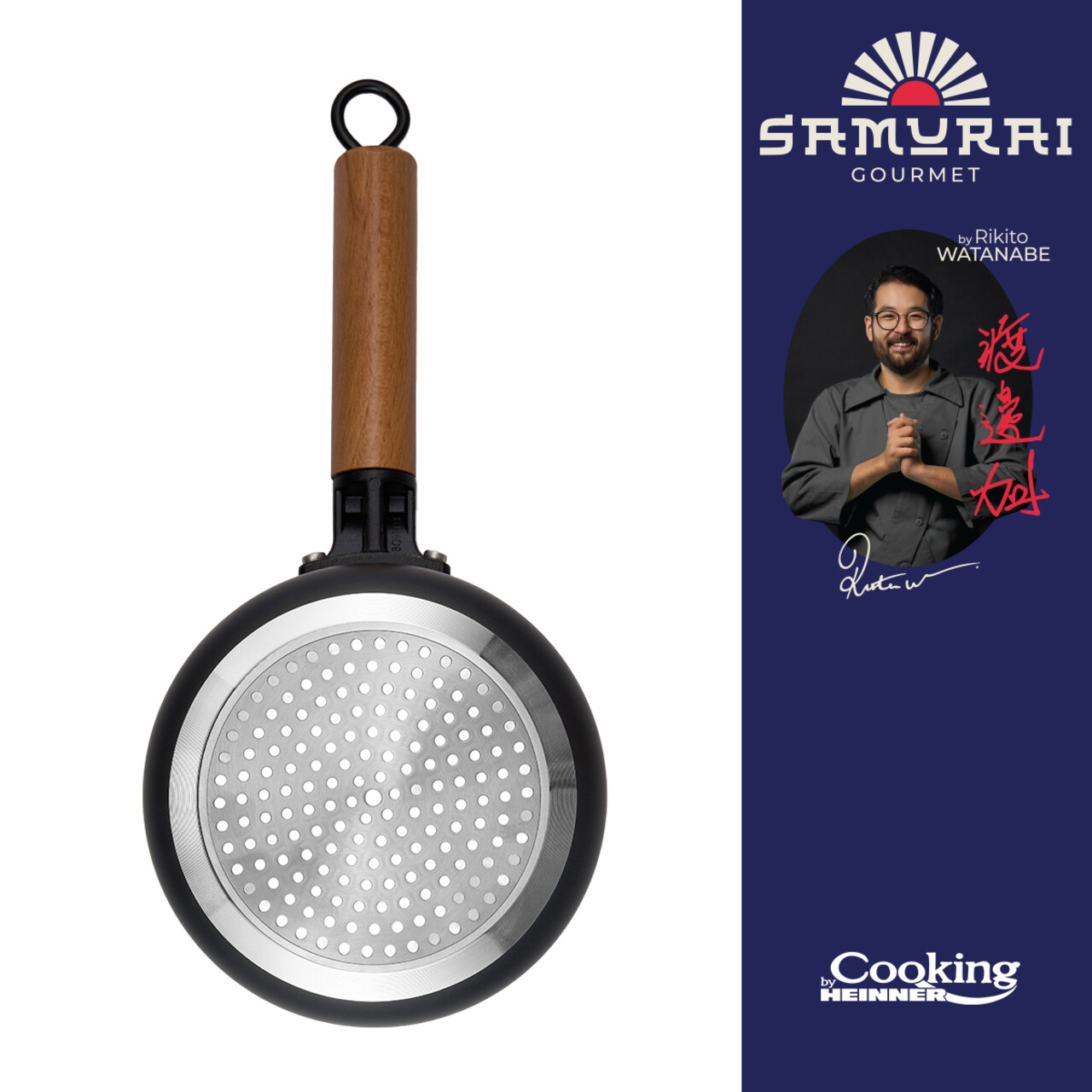 Oala cu capac Samurai Gourmet by Rikito Watanabe si Cooking by Heinner, 16x7 cm, 1.4 L, aluminiu, negru/natur - imagine 3