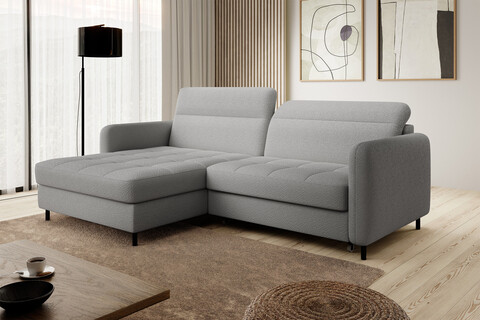 Coltar extensibil stanga 3 locuri ELTAP, LT-04ROY, Gomsi, 228x165x100 cm, lemn/poliester, gri deschis