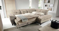 Coltar extensibil dreapta 5 locuri ELTAP, RT-20RAQ, Inferne, 297x210x107 cm, lemn/poliester, bej deschis