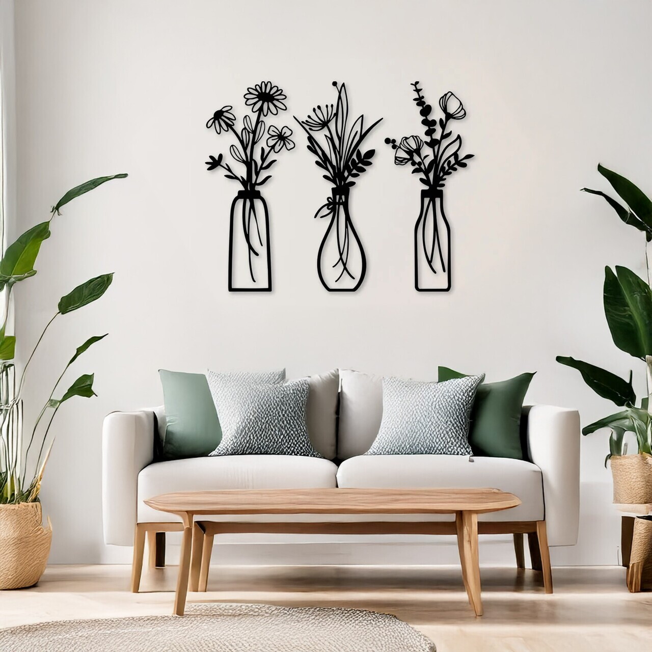 Set de accesorii decorative de perete din metal, DCV-1095-MT, Dimensiune: 15 x 40 cm (3 bucăți), Negru — imaginea 2