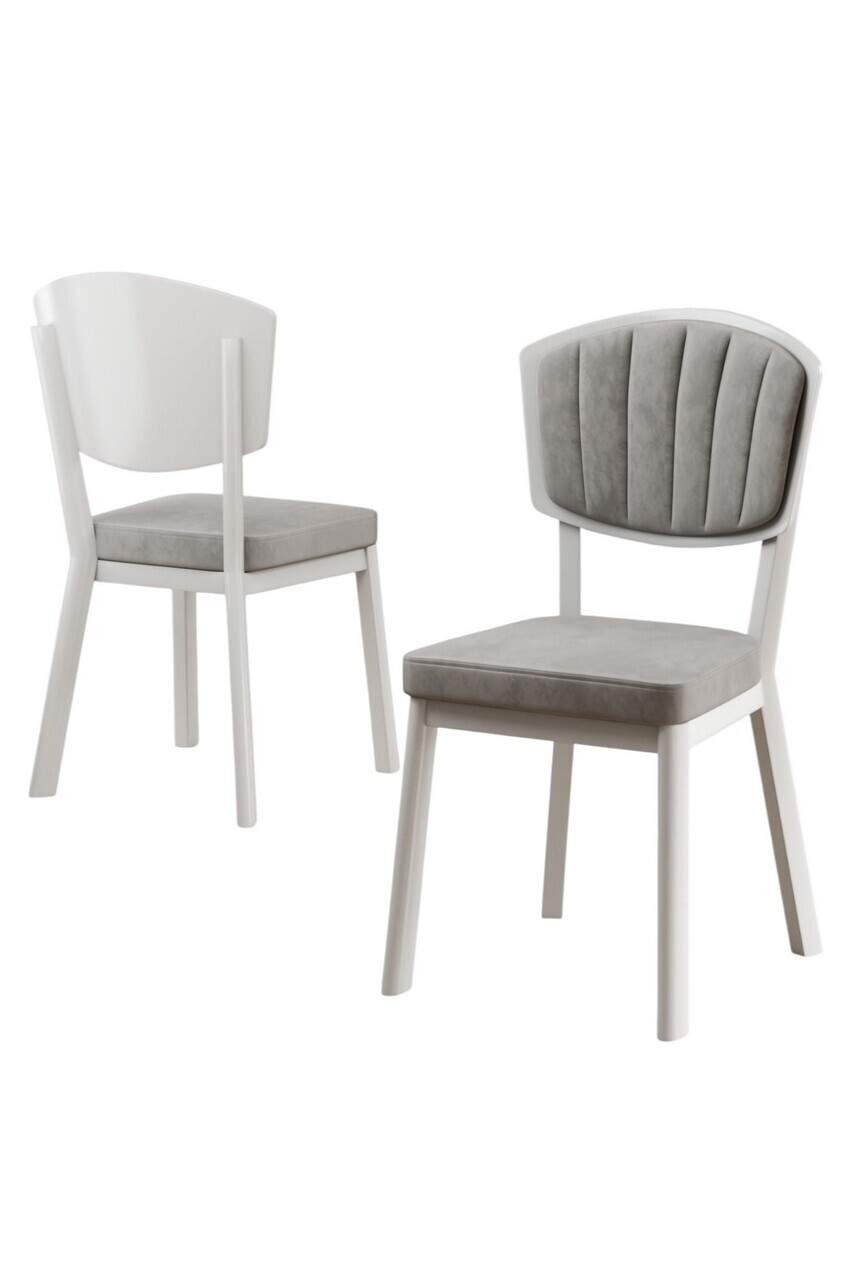 Set scaune 4 piese, Hanah Home, Nape, Gri/Alb — imaginea 2