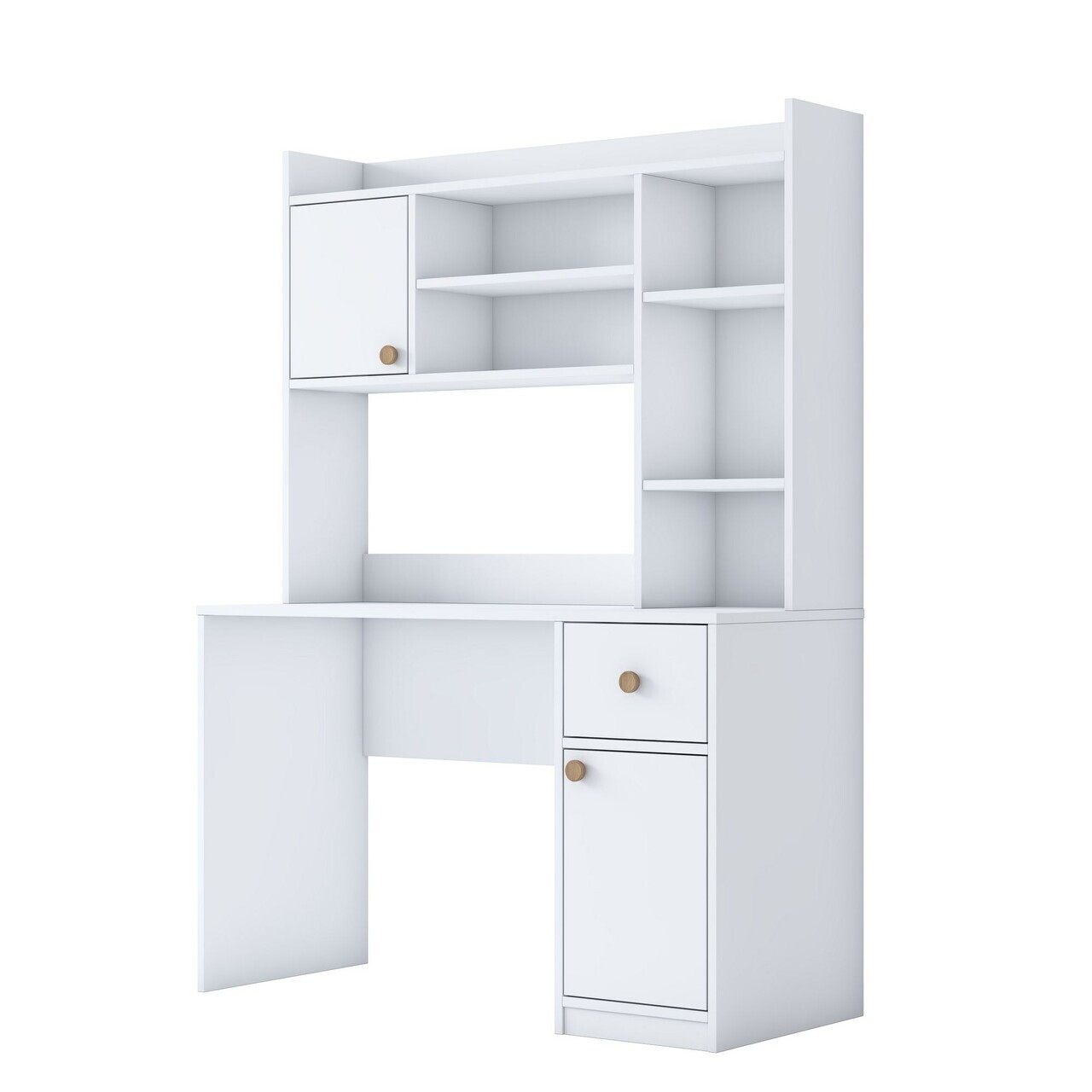 Set birou si biblioteca, Hanah Home, HA128, 120x166x50 cm, PAL melaminat, Alb - view 10