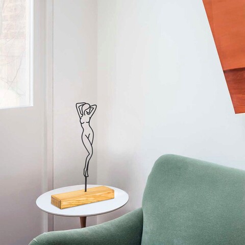 Decoratiune, woman 2, 20x40x4 cm, metal, negru
