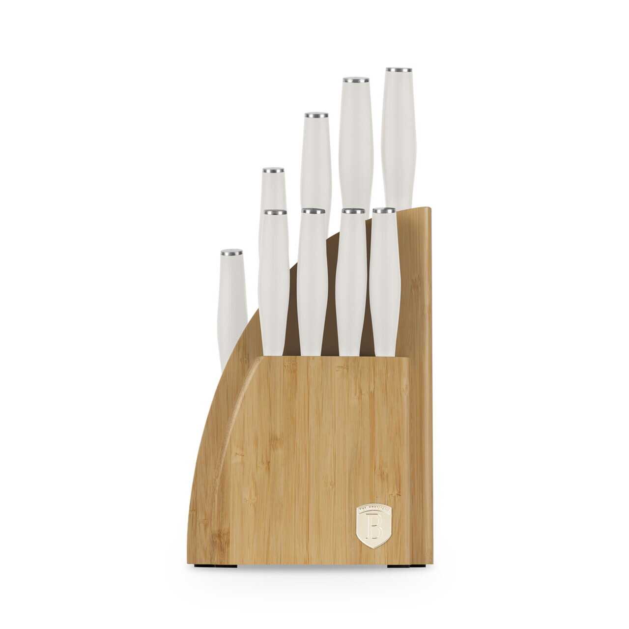 Set 9 cutite cu suport Berlinger Haus, Sahara, inox/bambus, crem mat/natur - imagine 3