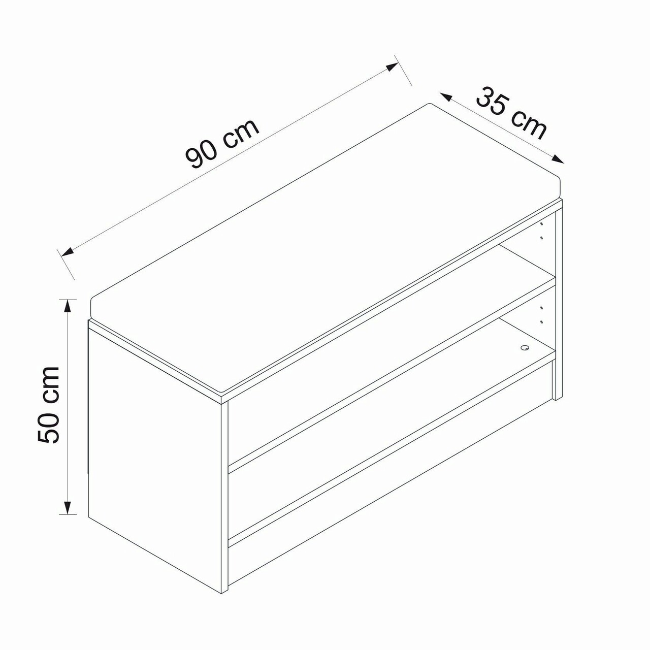 Cuier de perete, Minerva, Noah, 90x50x35 cm, PLAN DE PARTICLE 100% MELAMINAT Grosime: 18 mm, Alb