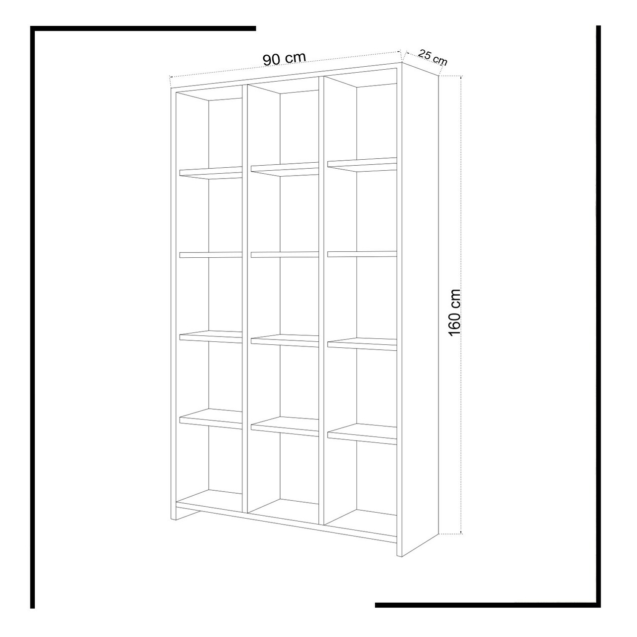 Corp biblioteca, Mod Design, Pritone, 90x160x25 cm, Alb
