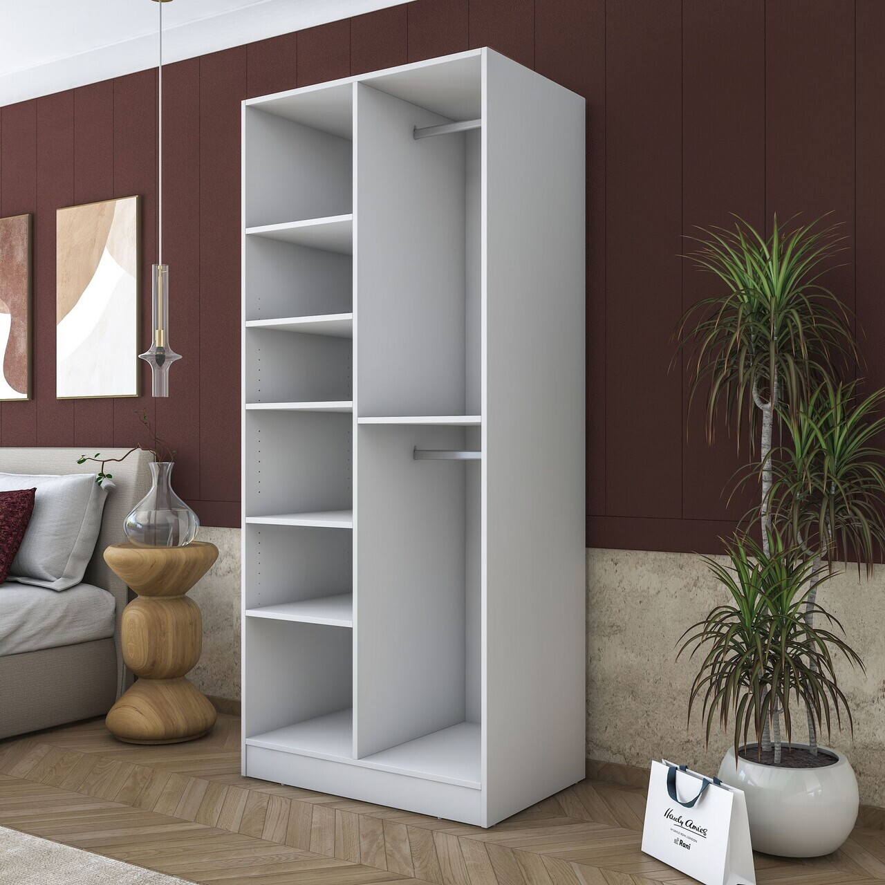 Dulap pentru haine, Hanah Home, BA171, 90x210x57.5 cm, PAL melaminat, Alb - view 8