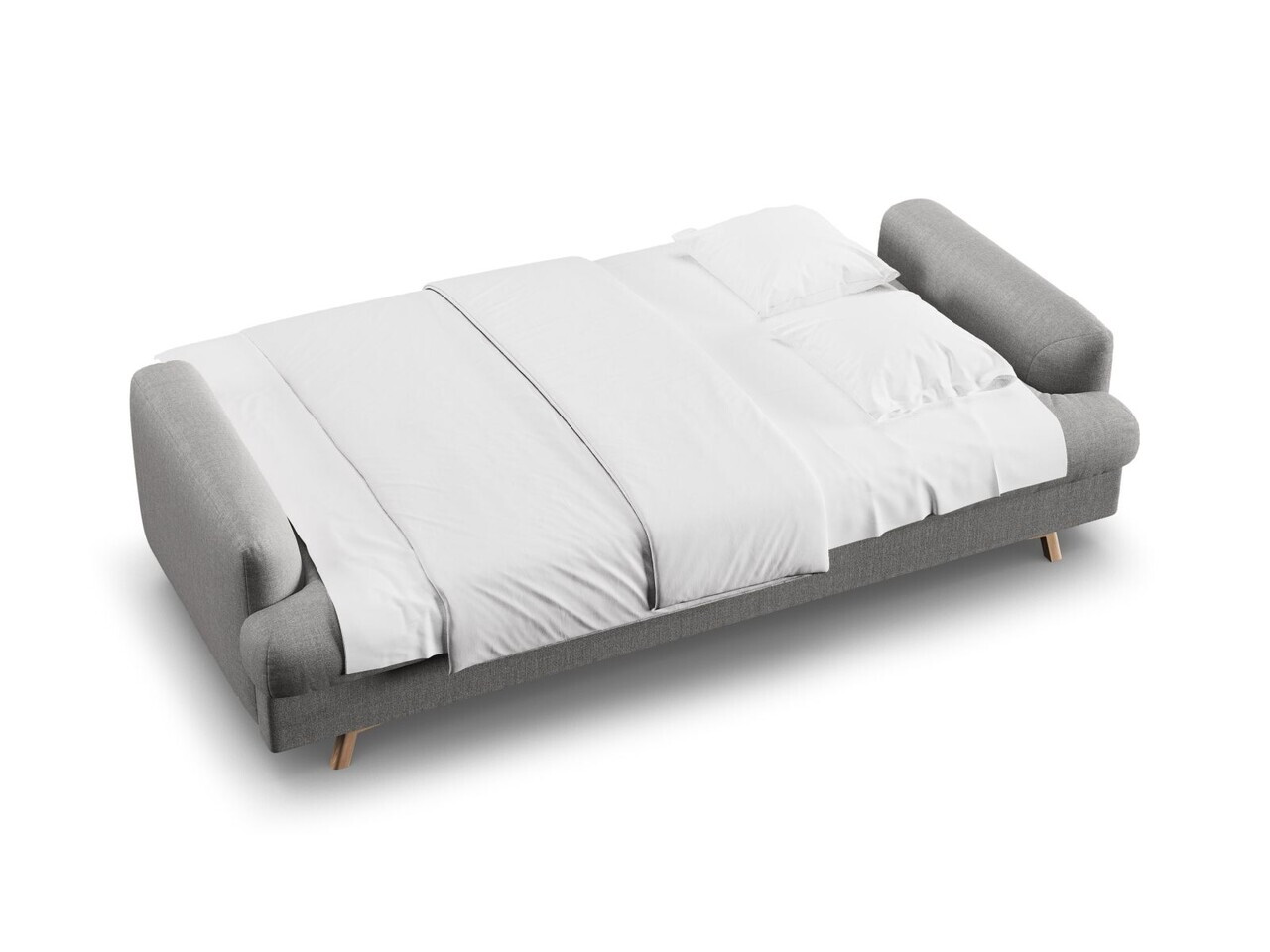Canapea extensibila 3 locuri, Naomi, Micadoni Home, 233x110x95 cm, tesatura structurata, cenusiu melanj — imaginea 2