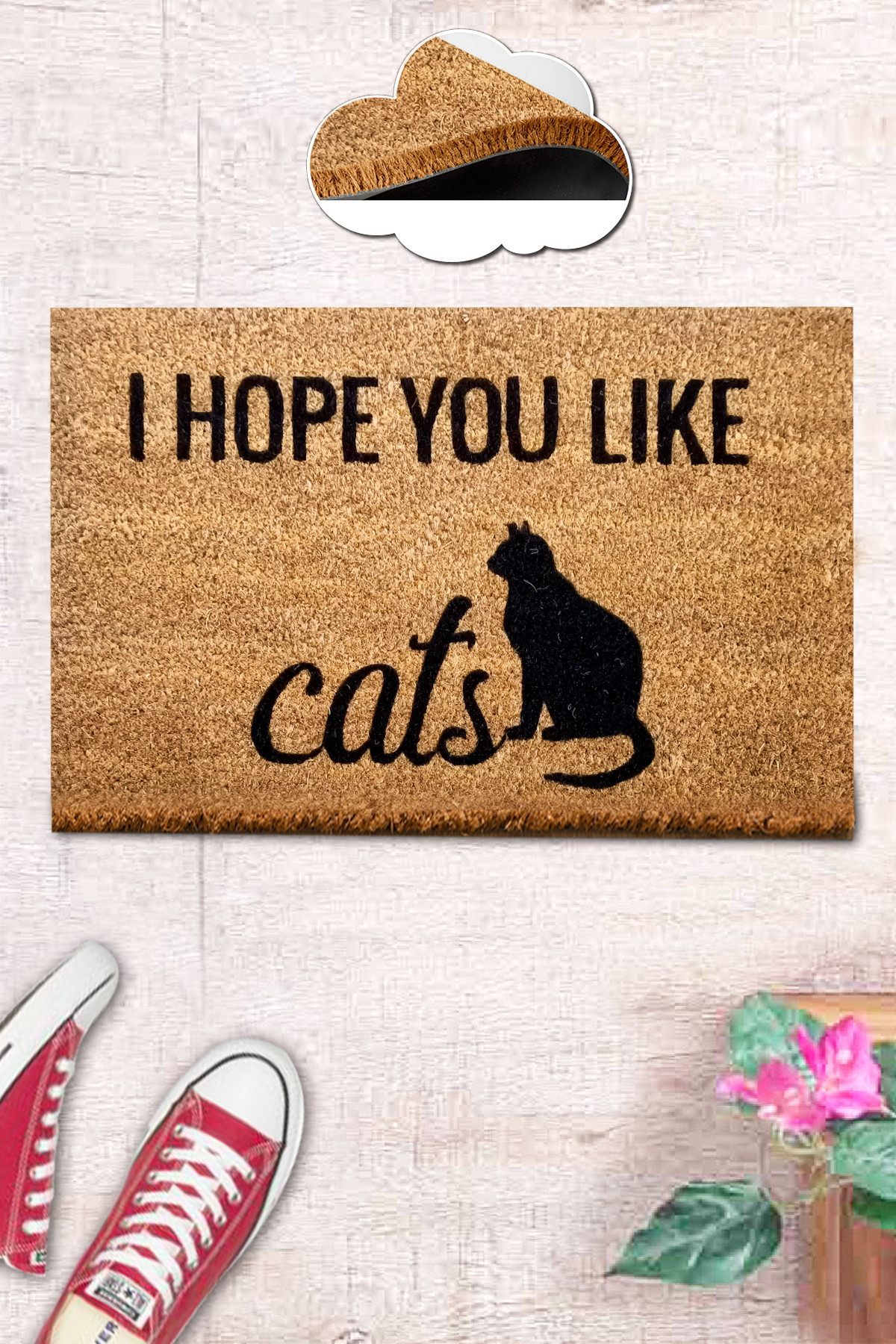 Covoras de intrare, Coco You Like Cats, 40x60 cm, COIR, Multicolor