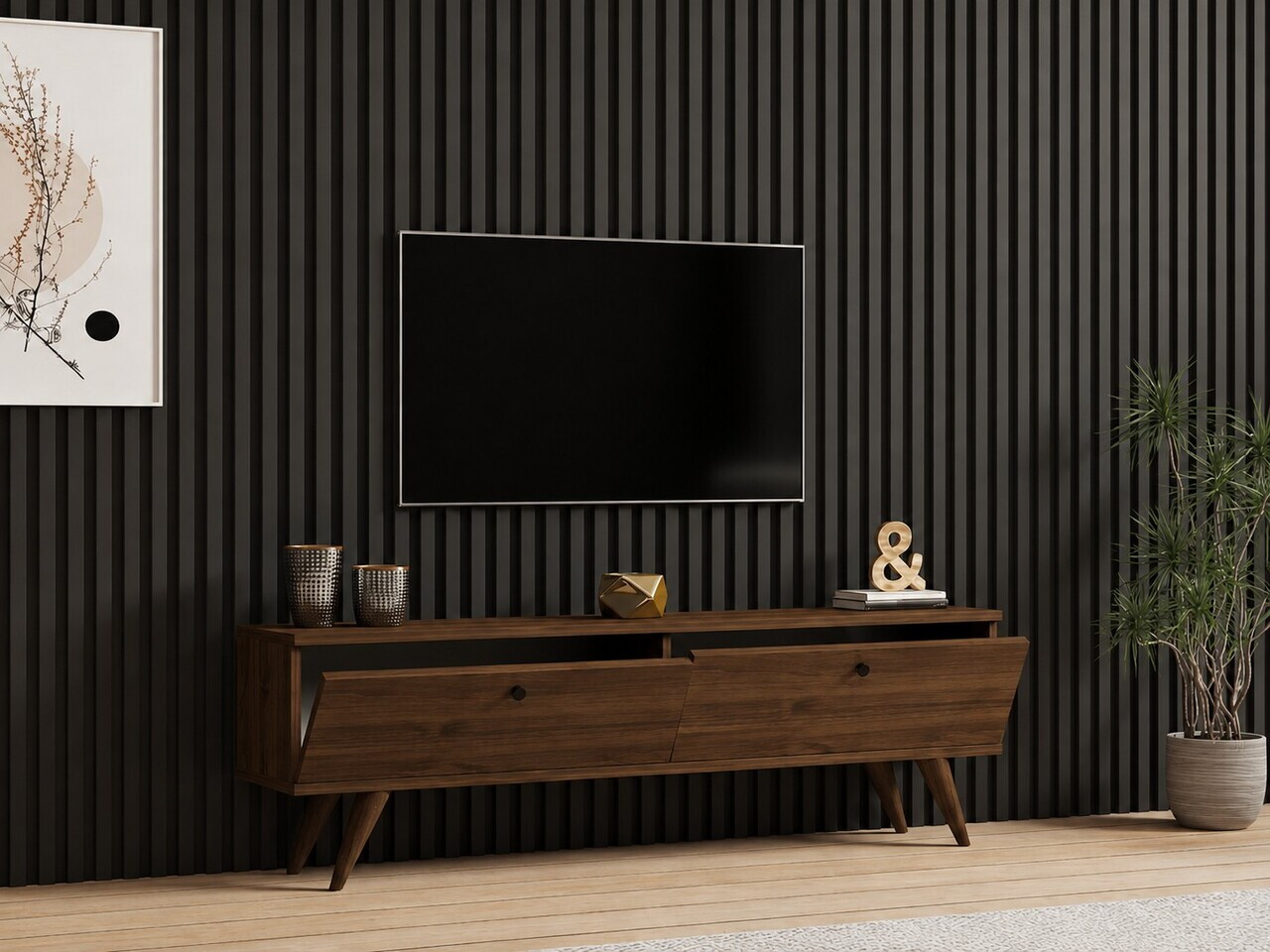 Comoda TV, Hanah Home, Paris 140, 140x40x25 cm, Maro — imaginea 2