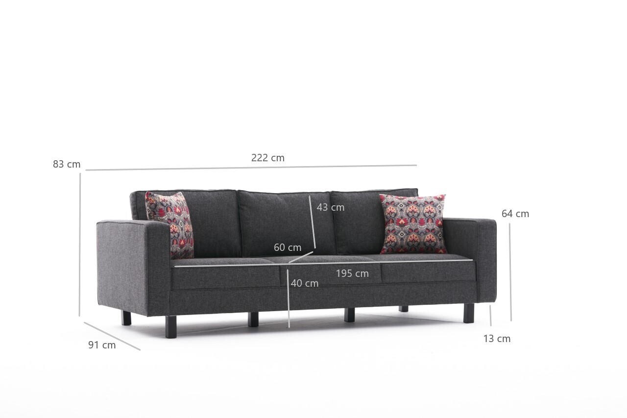 Canapea 3 locuri, Atelier del Sofa, 613LFS1182, Antracit — imaginea 8