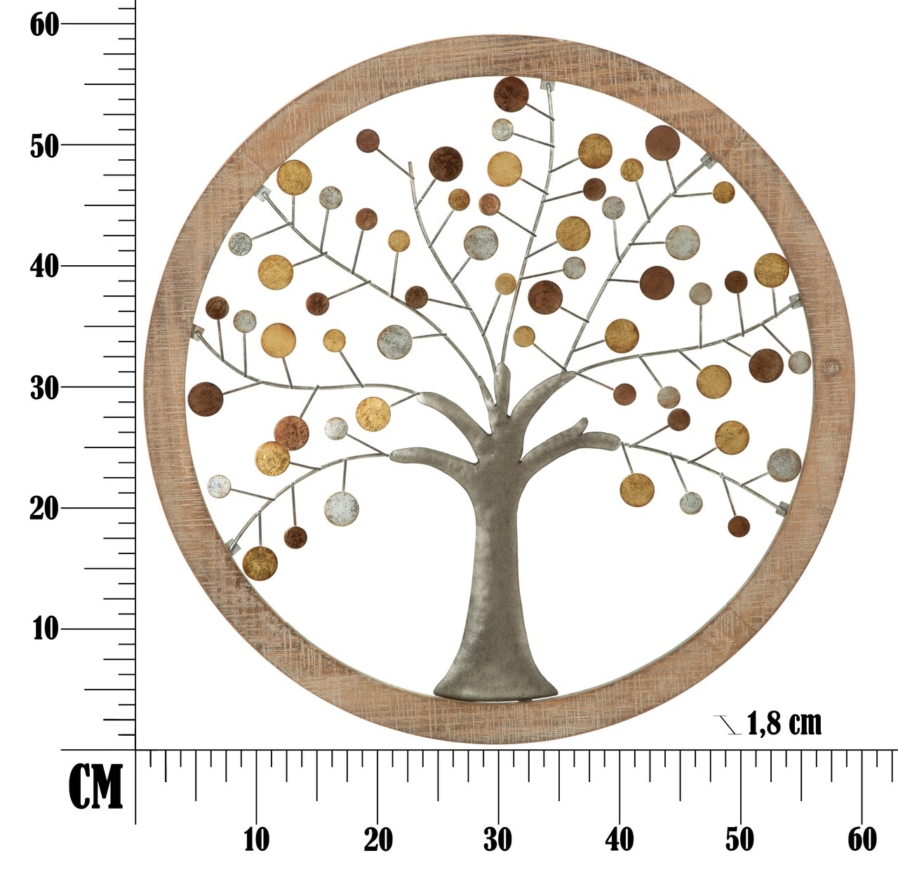 Decoratiune de perete 3D Tree of Life, Mauro Ferretti, Ø 61 cm, fier/MDF