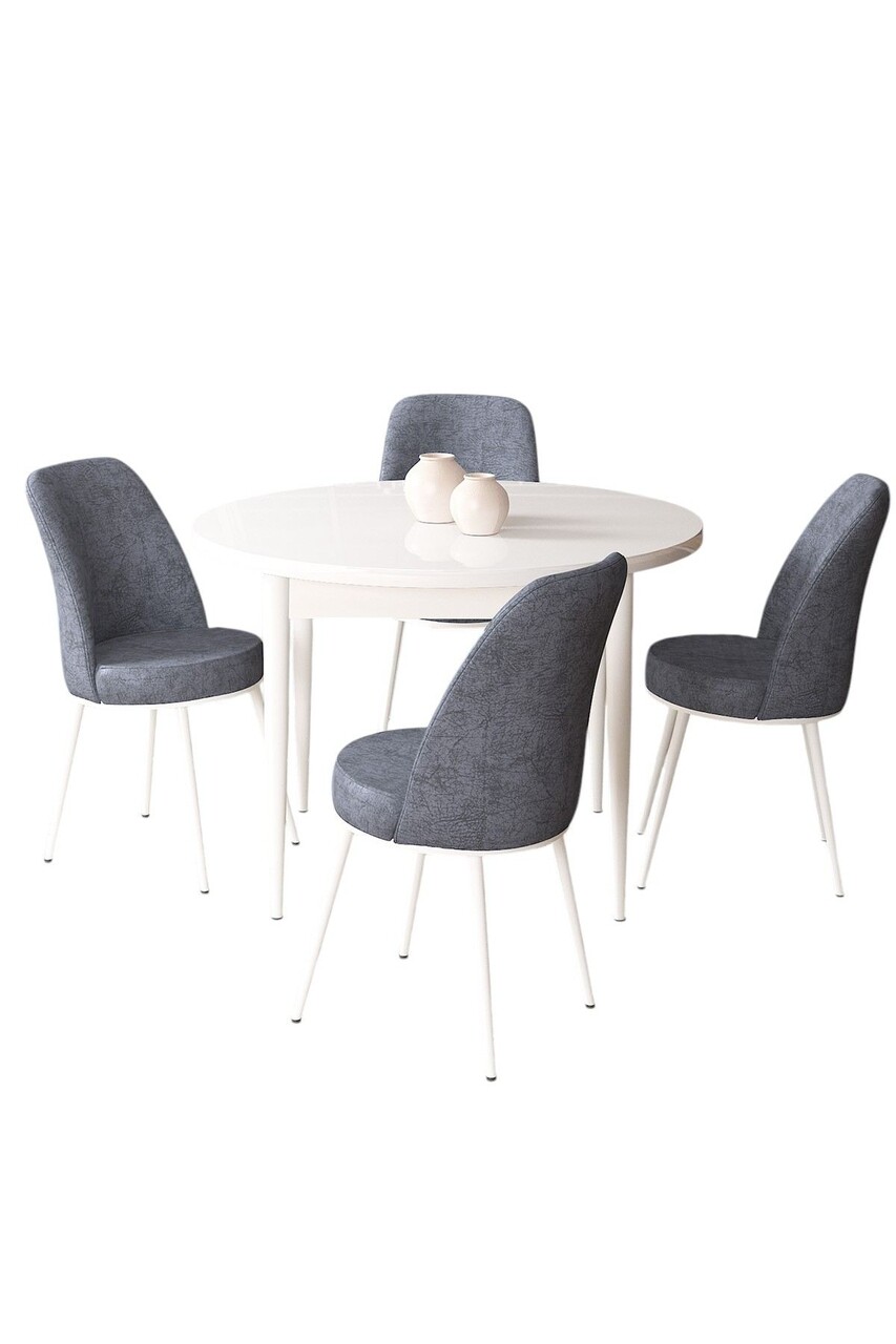 Set masă și scaune (5 bucăți), Hanah Home, Tor, Alb / Fum - view 2
