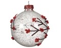 Glob Branch w snow, Decoris, Ø8 cm, sticla, argintiu