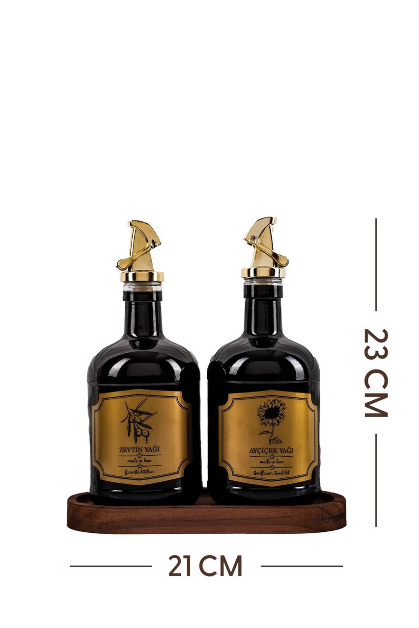 Set sticle dispenser ulei si otet, Hermia, 409PBH1417, Suport din lemn: 21 x 10 x 2 cm (1 bucată), Negru - view 5