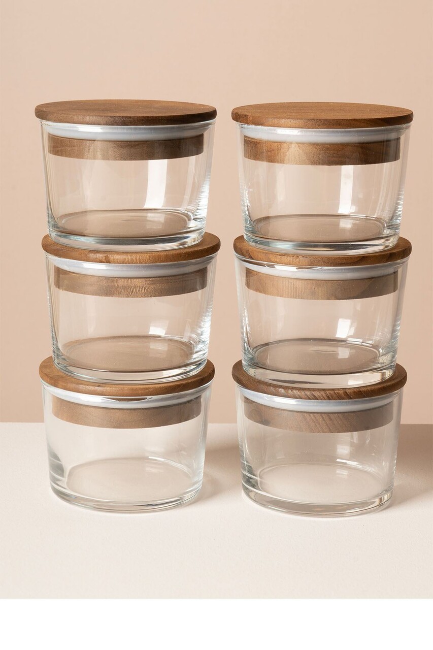 Set recipiente depozitare, Hermia, 409PBH1411, Capac din bambus: (6 bucăți), Transparent - imagine 2