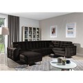 Coltar extensibil reversibil 5 locuri ELTAP, AsdU-54, Asgard, 326x202x93 cm, lemn/poliester, maro inchis