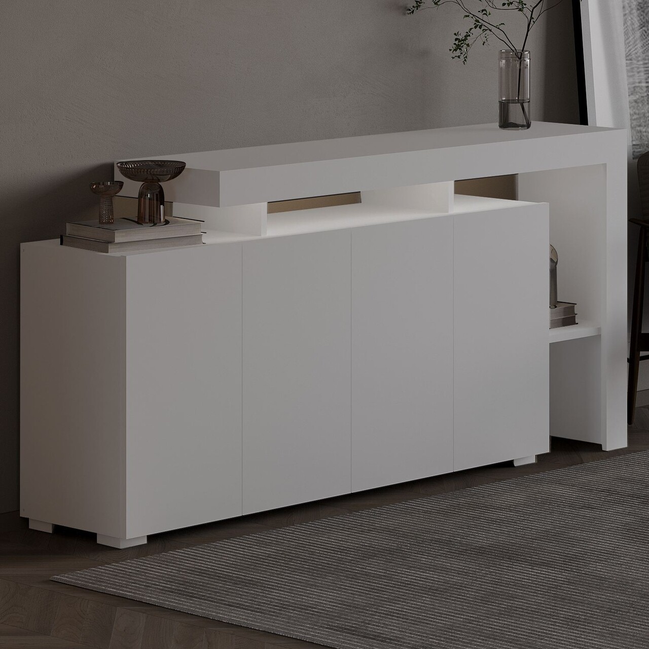 Consola, Hanah Home, Beliz, 170x80x35 cm, Alb - view 5