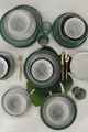 Serviciu de masa, Keramika, 275KRM1702, Ceramica , Nu absoarbe apa, Verde/Alb
