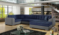 Coltar extensibil dreapta 5 locuri ELTAP, Damario, 338x189x78 cm, lemn/poliester, albastru inchis/gri inchis