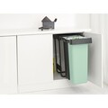 Cos de gunoi incorporat, Brabantia, Sort&Go, 2x30 L, 48.1x30.4x63.7 cm, polipropilena, gri inchis/verde jad