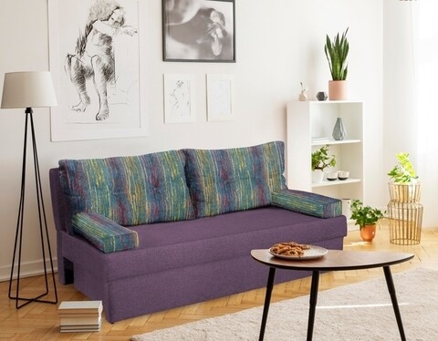 Canapea extensibila Alfi 192x80x77 cm cu lada de depozitare, Purple/Stripes 192x80x77 imagine model 2022