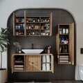 Set Dulap de Baie cu Chiuvetă și Oglindă (3 Piese), Hanah Home, 2557, MDF, Maro