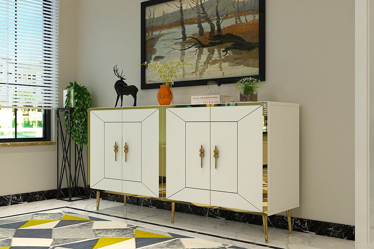 Consola, Olivia, Arno KB150, Alb/Auriu - 1 | YEO