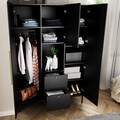 Dulap pentru haine ELTAP, Lanzzi, 135x60x200 cm, MDF laminat, negru/auriu