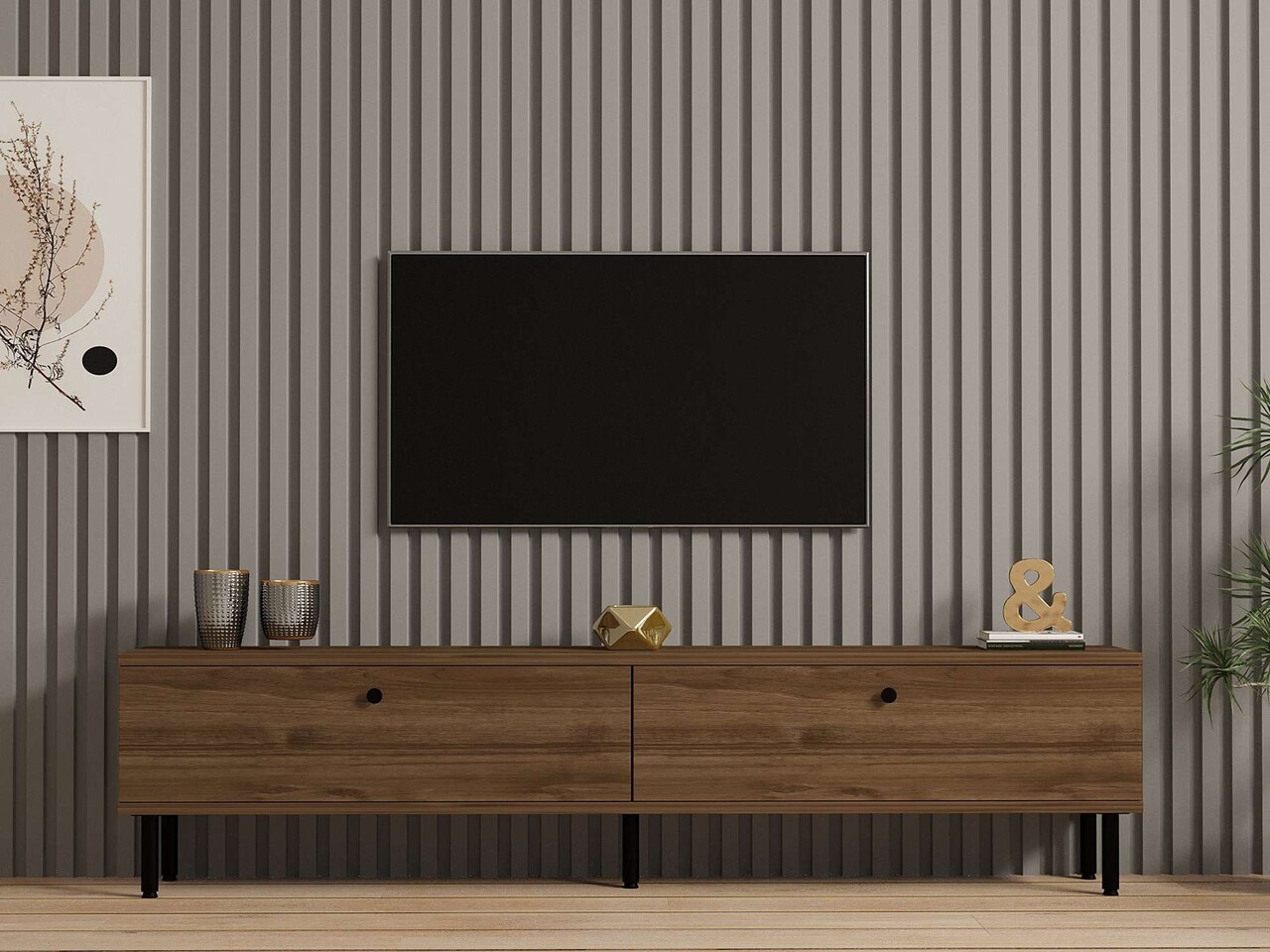Comoda TV, Hanah Home, Nantes, 160x37x25 cm, PAL, Maro - imagine 2