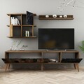 Comoda TV cu 2 rafturi, Hommy Craft, Madrid, pal melaminat, nuc/negru