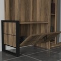 Cuier cu oglinda si pantofar, Tera Home, Lost, 90 x 180 x 35 cm, pal melaminat, nuc
