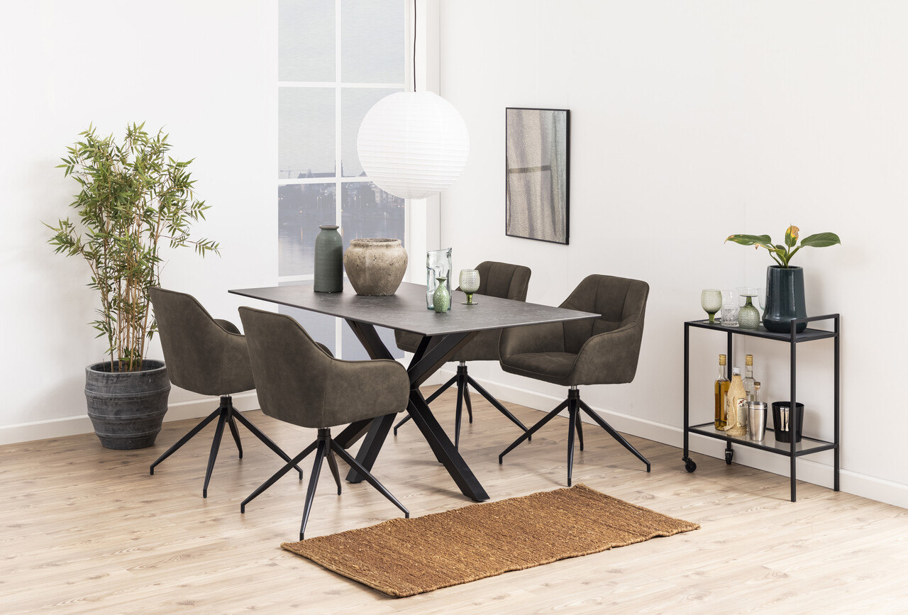 Scaun Brenda, Actona, 58x54.5x84.5 cm, rotativ, poliester/otel, maro deschis - view 6