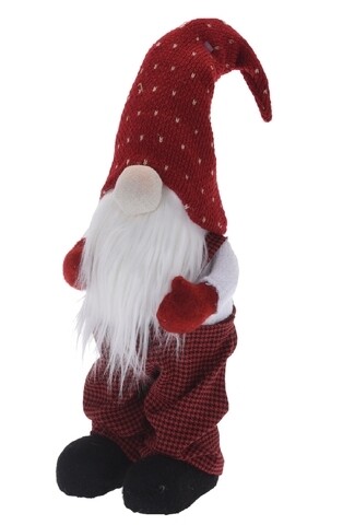 Decoratiune Gnome w pants red, 12x14x37 cm, polistiren, rosu