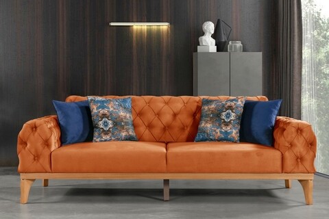 Canapea Elena-toledo11, Pandia Home, 230x95x85 cm, lemn, portocaliu Canapele si coltare