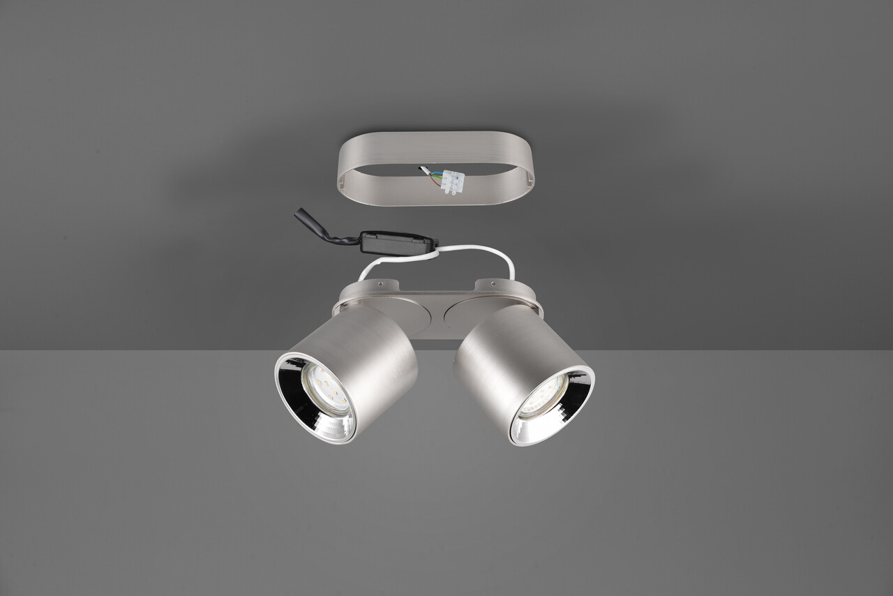 Plafoniera Guayana, TRIO, 18x8.7x12 cm, 10W, 2x GU10, metal, argintiu