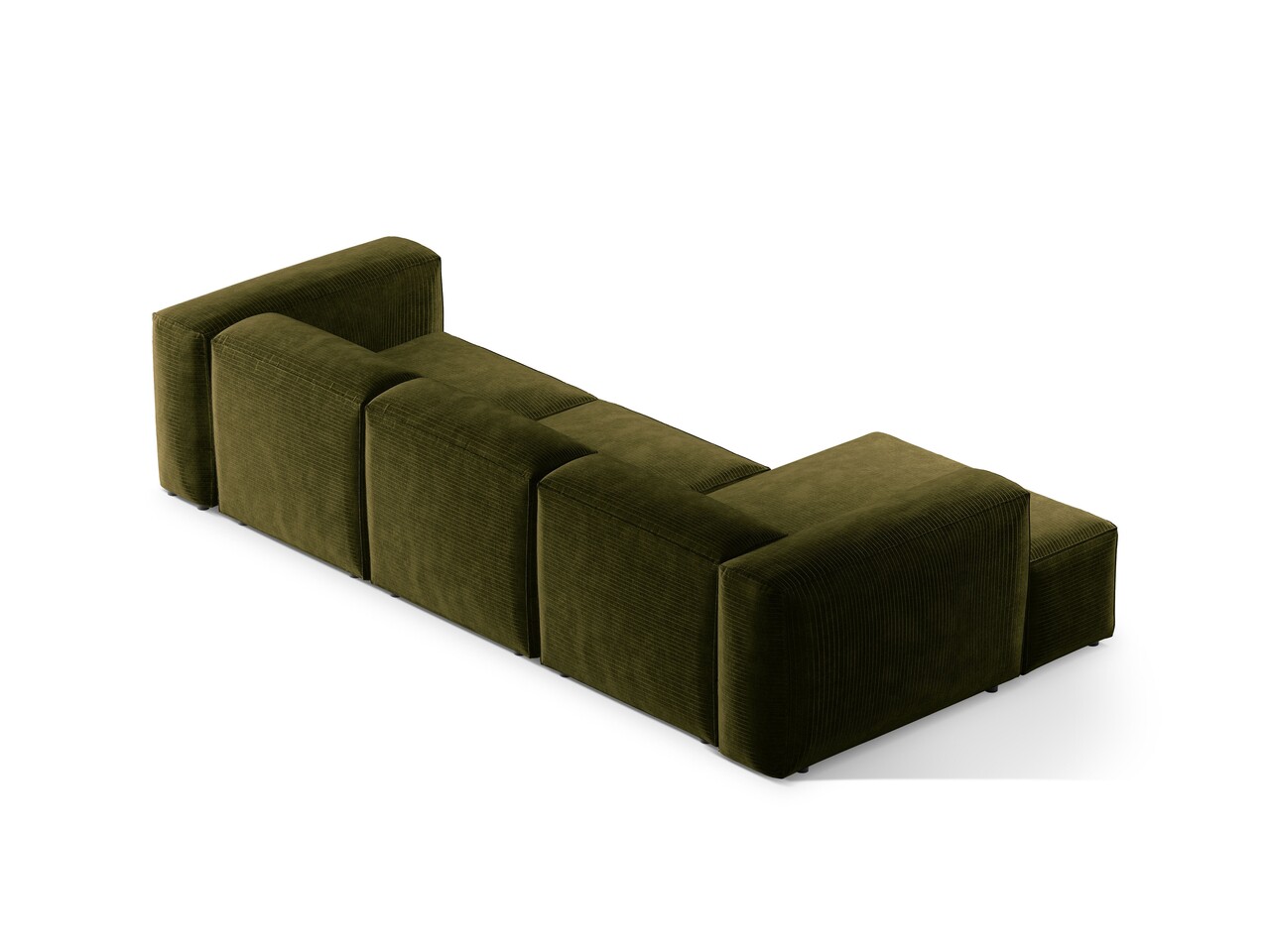 Coltar stanga 3 locuri, Bergamo, Cosmopolitan Design, 304x152x70 cm, catifea chenille raiata, verde - 1 | YEO