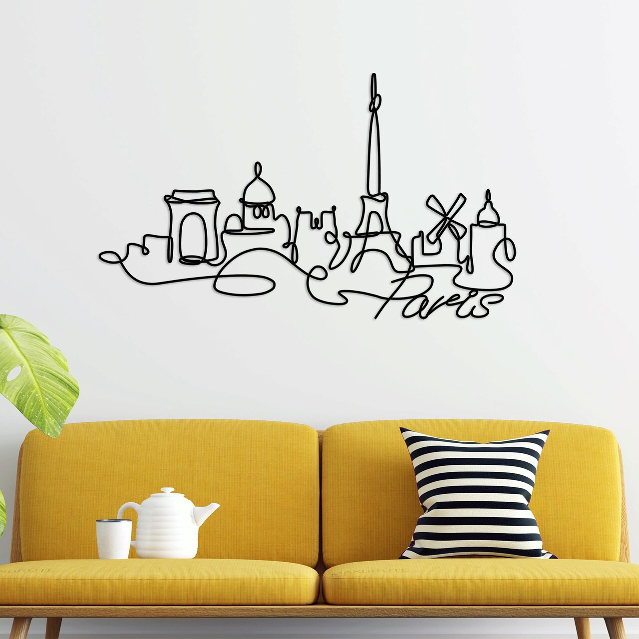 Decoratiune de perete, Paris, Metal, Grosime: 2 mm, Negru - 1 | YEO