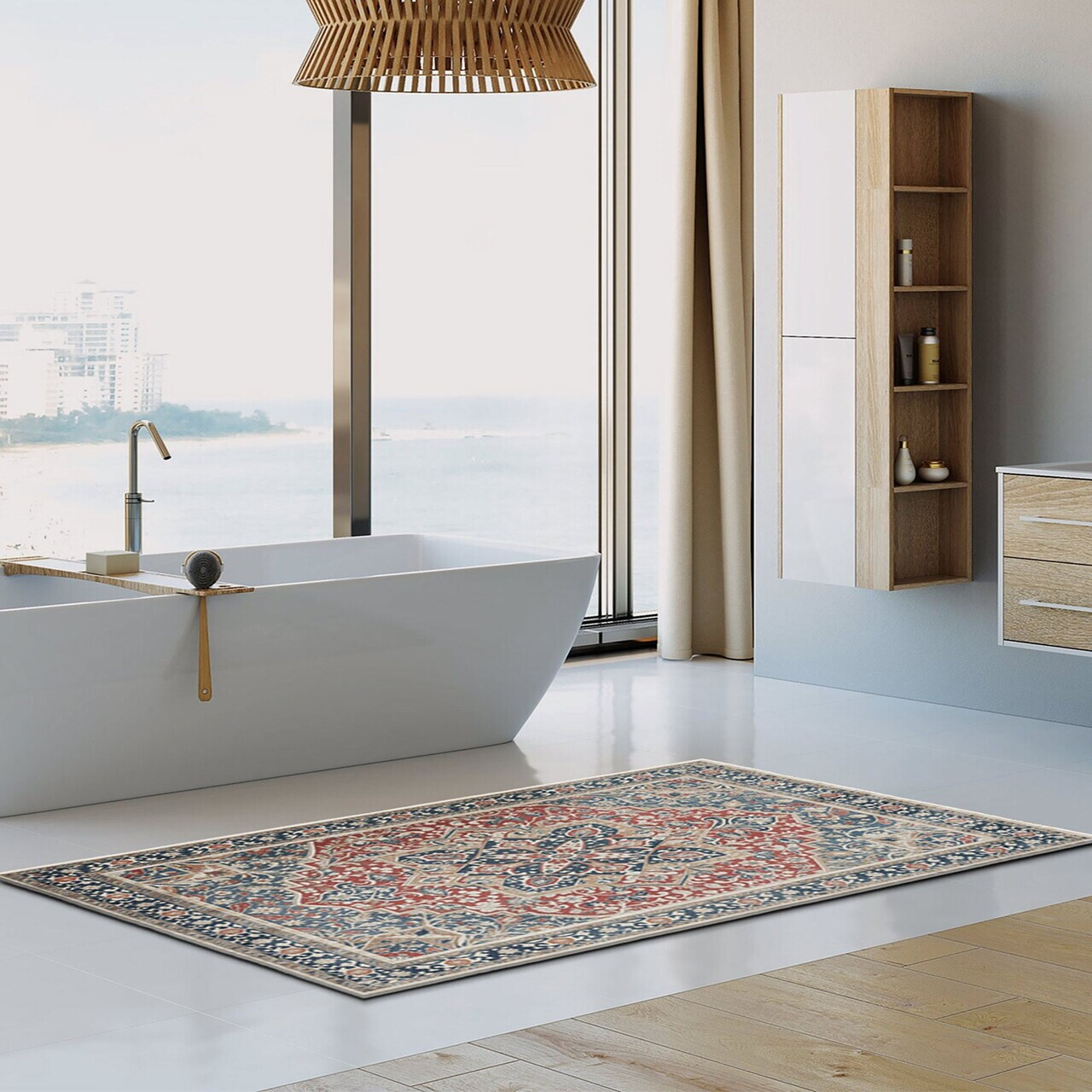 Covor, Kece-Fr46, 160x230 cm, Poliester, Albastru navy — imaginea 4