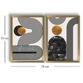 Set 2 tablouri decorative, 2P3853NISCT-015, MDF, Lemn, Auriu / Alb / Negru