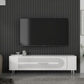 Comoda TV, Olivia, Retrol3, Alb / Argintiu
