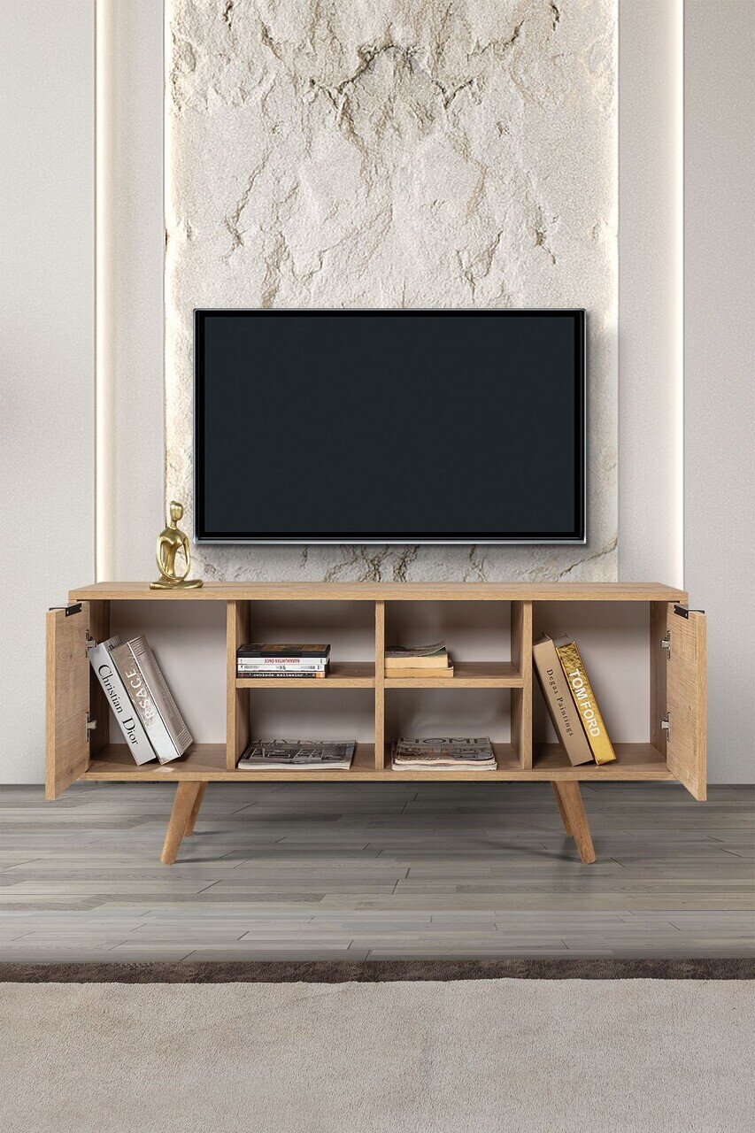 Comoda TV, Hanah Home, Sina 3322, 130x59x35 cm, PAL, Maro — imaginea 2