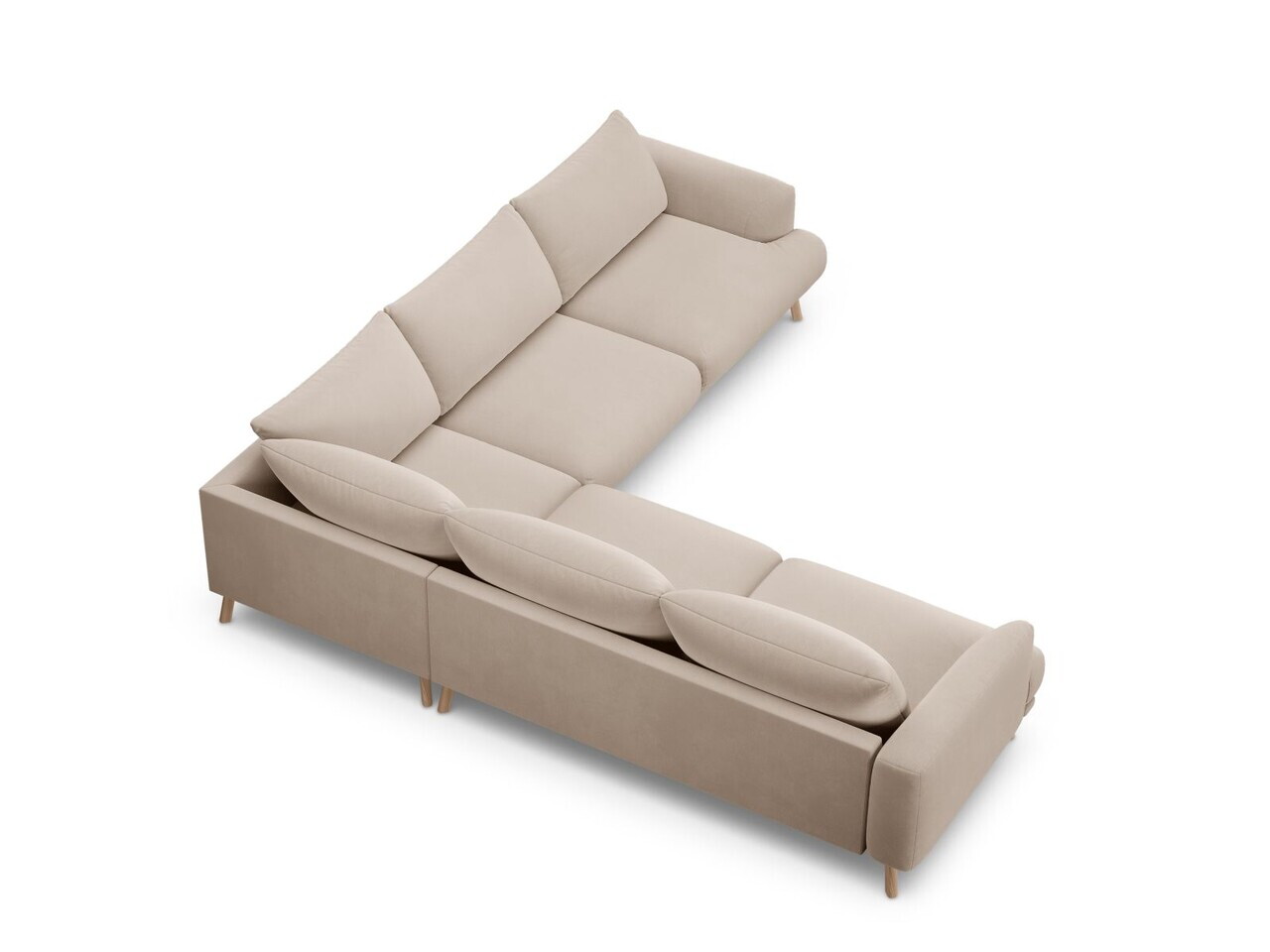Coltar simetric 5 locuri, Naomi, Micadoni Home, 280x280x75 cm, catifea, bej — imaginea 3
