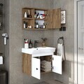 Set Dulap de Baie cu Chiuvetă și Oglindă (2 Piese), Hanah Home, 2864, PAL MELAMINAT, Pin Atlantic / Alb
