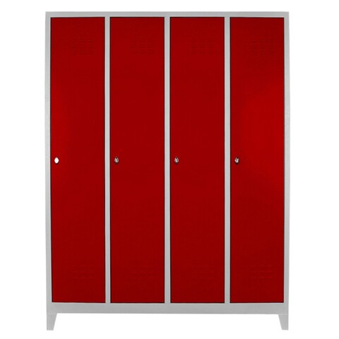 Dulap de depozitare cu incuietoare, Shelvoria, Js1029Kı, 128x185x37 cm, Otel, Gri/Roșu