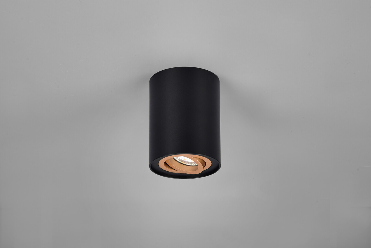 Plafoniera Cookie, TRIO, 9.6x12.5 cm, 35W, 1x GU10, metal, negru/auriu - 2 | YEO