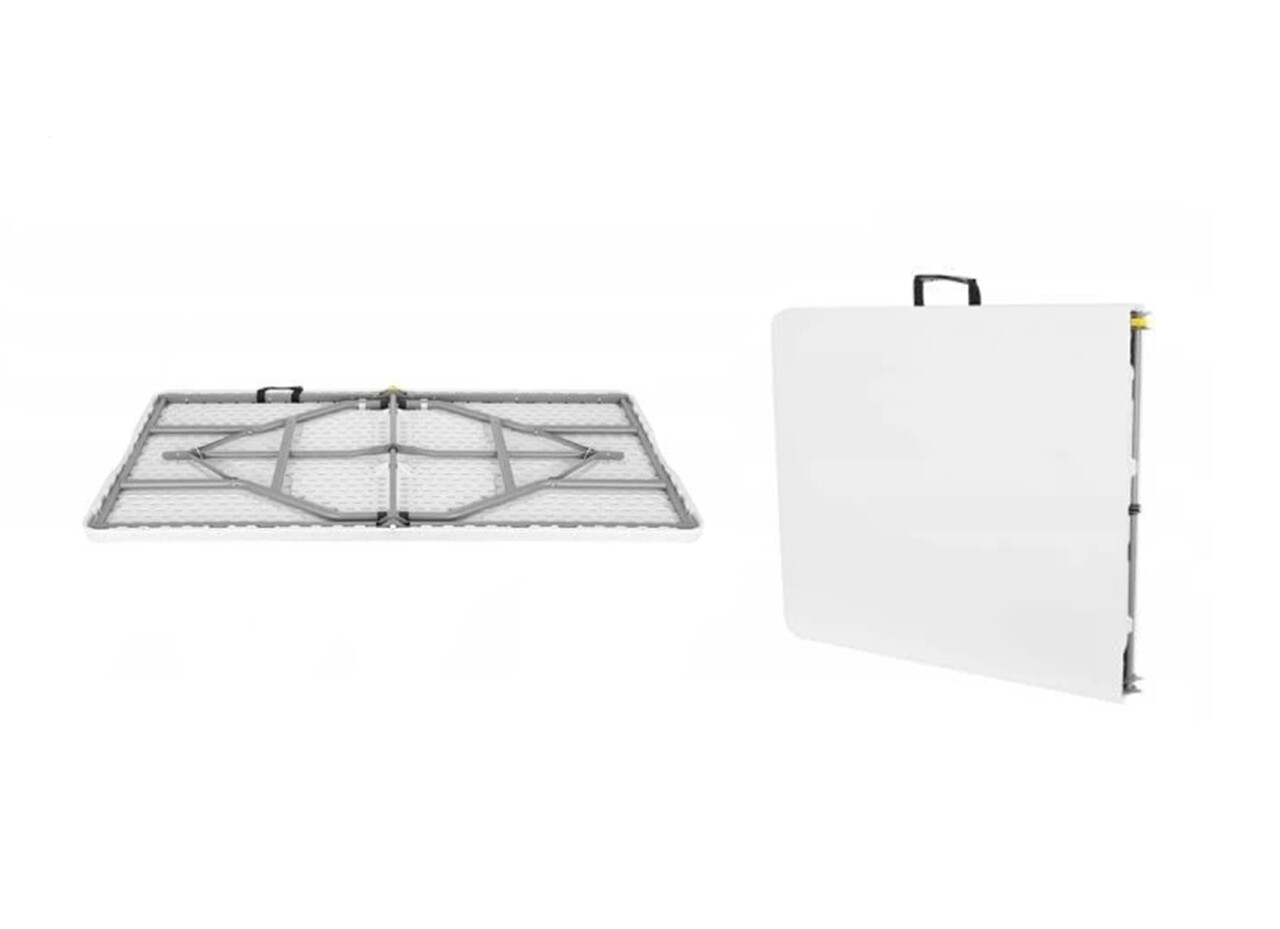Set masa cu scaune pliabile Heinner, 180x70x74 cm/50x44x80 cm, otel/HDPE plastic, alb